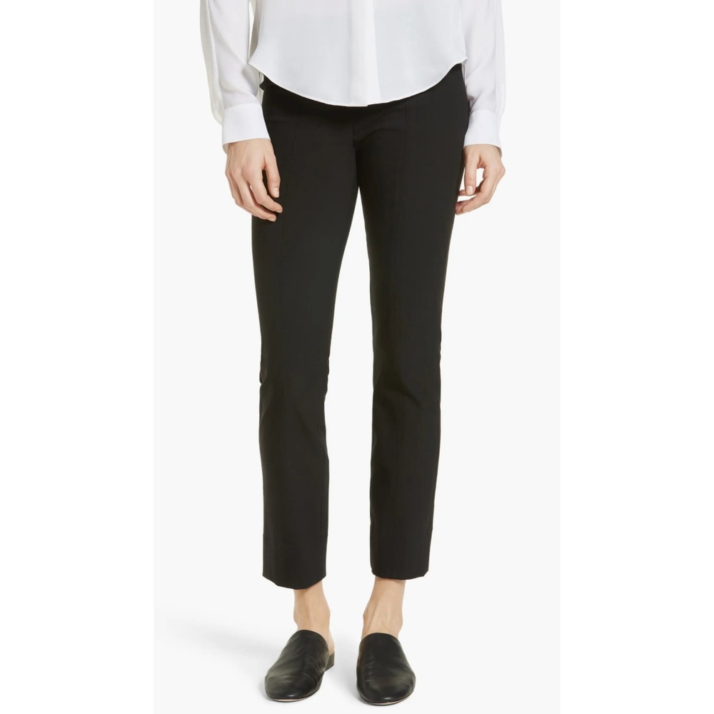 Vince Womens Stitch Front Seamed Pants Sz XS Black Crop Elasticized Waist
